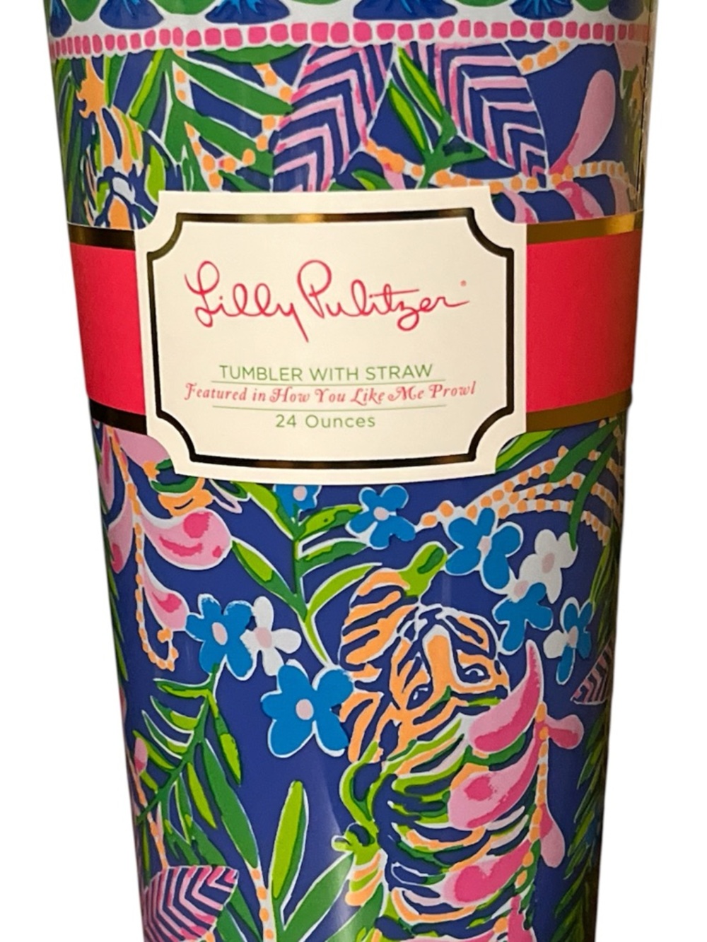 Lilly Pulitzer Blue Multicolor Floral Tumbler with Pink Straw - Picture 5 of 7